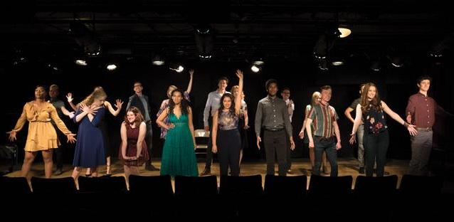 The Class of 2018 wraps their 北科罗拉多大学 showcase dress rehearsal on March 12, 2018, 在纽约的剧院中心演出.